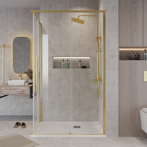 Душевой уголок Grossman Galaxy 110х70 300.K33.01.1170.32.00 профиль Золото сатин стекло прозрачное Душевой уголок Grossman Galaxy 110х70 300.K33.01.1170.32.00 профиль Золото сатин стекло прозрачное