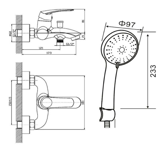 Смеситель для ванны Orange Alfi M18-300br Бронза