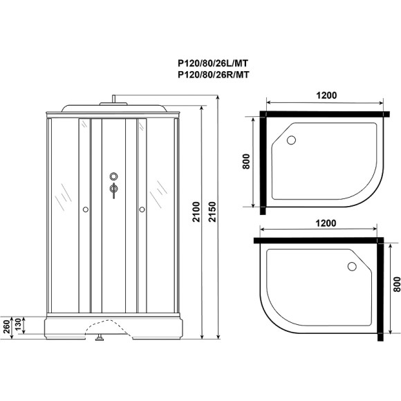 Душевая кабина Niagara Promo 120x80 R P120/80/26R/MT без гидромассажа Душевая кабина Niagara Promo 120x80 R P120/80/26R/MT без гидромассажа
