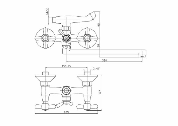 Смеситель для ванны Haiba HB2125 универсальный Хром