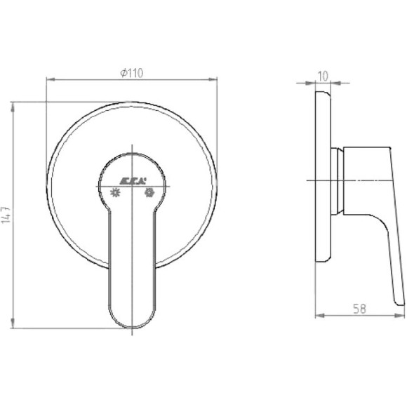Смеситель для душа E.C.A. Luna 102167106EX-Y Хром Смеситель для душа E.C.A. Luna 102167106EX-Y Хром