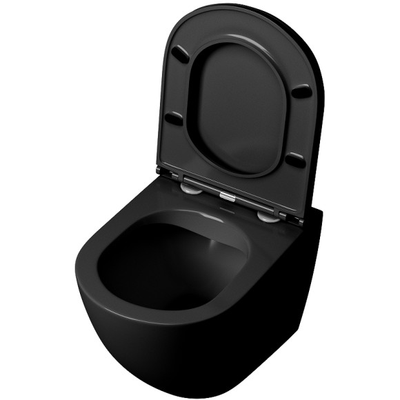 Унитаз Grossman GR-4457BMS подвесной Черный матовый с сиденьем Микролифт Унитаз Grossman GR-4457BMS подвесной Черный матовый с сиденьем Микролифт
