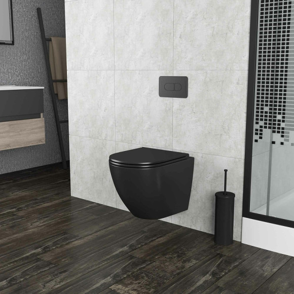 Унитаз Grossman GR-4457BMS подвесной Черный матовый с сиденьем Микролифт Унитаз Grossman GR-4457BMS подвесной Черный матовый с сиденьем Микролифт