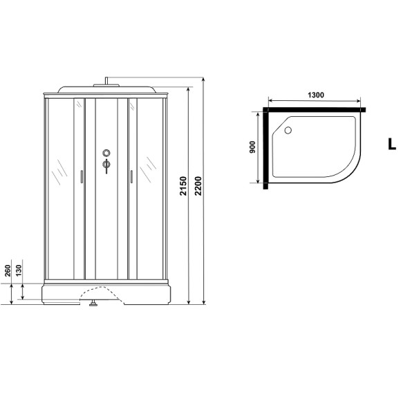 Душевая кабина Niagara Classic 130х90 L NG-33394-14L без гидромассажа