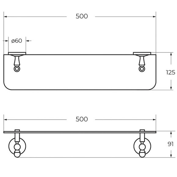 Стеклянная полка Art&Max Antic AM-E-2682AL Хром Стеклянная полка Art&Max Antic AM-E-2682AL Хром