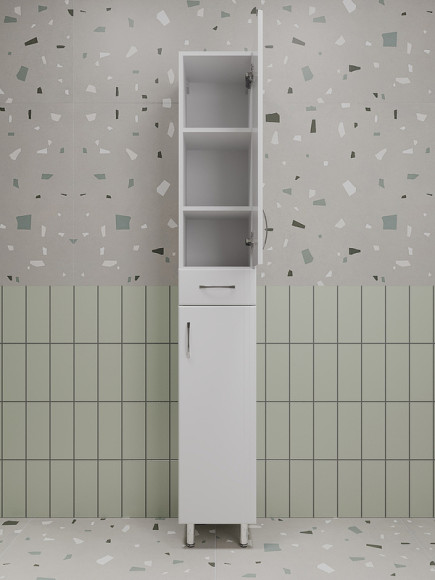 Шкаф пенал Style Line Эко Стандарт 30 ЛС-00002328 с бельевой корзиной Белый глянцевый Шкаф пенал Style Line Эко Стандарт 30 ЛС-00002328 с бельевой корзиной Белый глянцевый