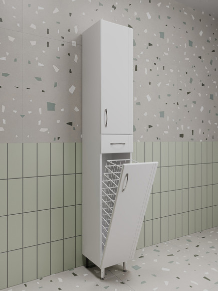 Шкаф пенал Style Line Эко Стандарт 30 ЛС-00002328 с бельевой корзиной Белый глянцевый Шкаф пенал Style Line Эко Стандарт 30 ЛС-00002328 с бельевой корзиной Белый глянцевый