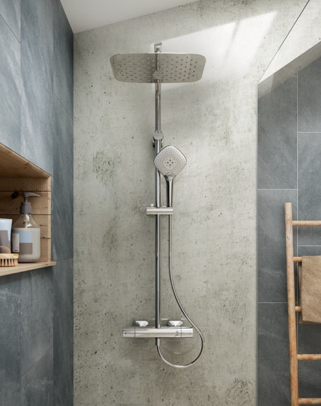 Душевая система Ideal Standard Ideal Rain Luxe Cube Evo Jet A6986AA с термостатом Хром