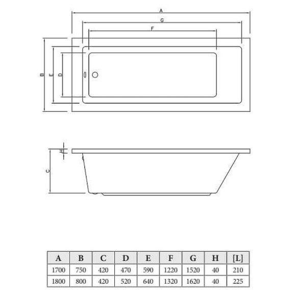 Акриловая ванна C-Bath Semela 180x80 CBQ014002 без гидромассажа
