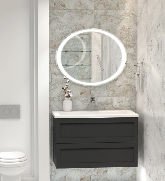 Тумба под раковину Art&Max AM-Platino-900-2C-SO-GM подвесная Серый матовый Тумба под раковину Art&Max AM-Platino-900-2C-SO-GM подвесная Серый матовый