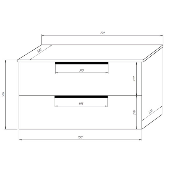 Тумба под раковину Azario Gris 75 CS00080424 подвесная Дуб Веллингтон