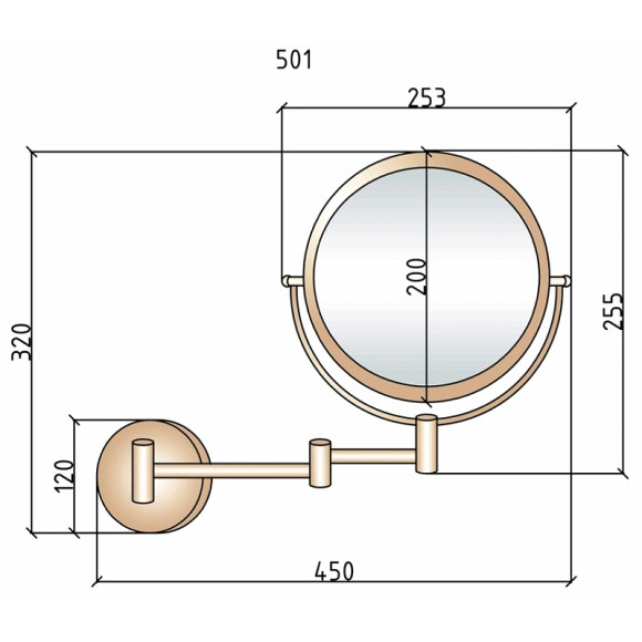 Косметическое зеркало Boheme Brillante 505 с подсветкой с увеличением Хром