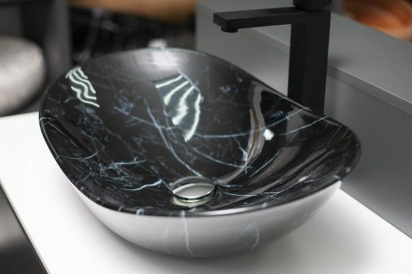 Раковина-чаша CeramaLux 60 7404BM Черный мрамор Раковина-чаша CeramaLux 60 7404BM Черный мрамор