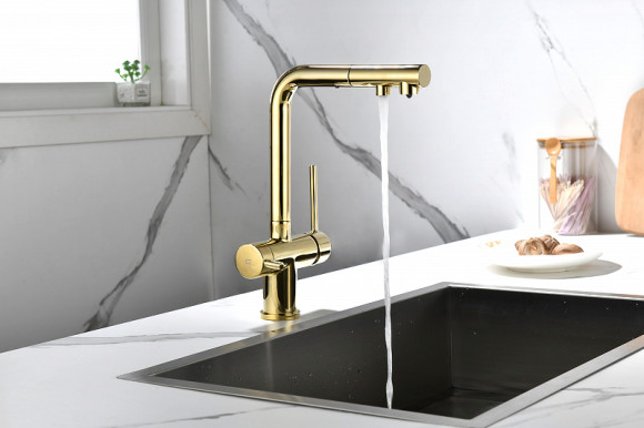 Смеситель для кухни Paulmark Serpentine Se213222-G Золото Смеситель для кухни Paulmark Serpentine Se213222-G Золото