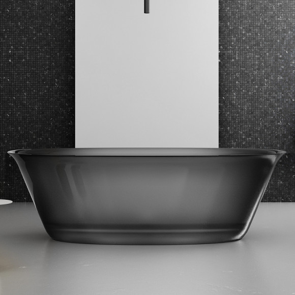 Ванна из полиэфирной смолы Abber Kristall 170х75 AT9707Onyx Черная без гидромассажа