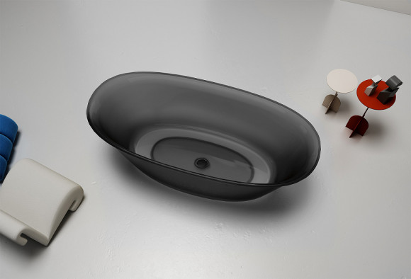 Ванна из полиэфирной смолы Abber Kristall 170х75 AT9707Onyx Черная без гидромассажа