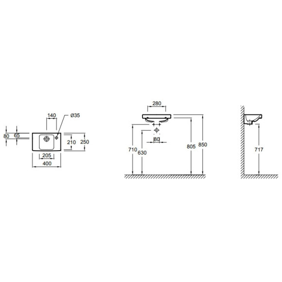 Раковина Jacob Delafon Odeon Up 40 E4799G-00 Белая