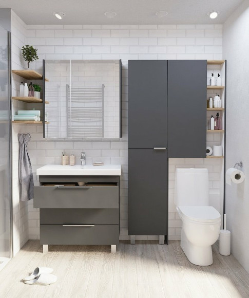 Тумба под раковину 1MarKa Gaula 60Н У92545 Графит матовый