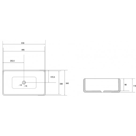Раковина-чаша Abber Rechteck 51 AC2207MW Белая матовая Раковина-чаша Abber Rechteck 51 AC2207MW Белая матовая