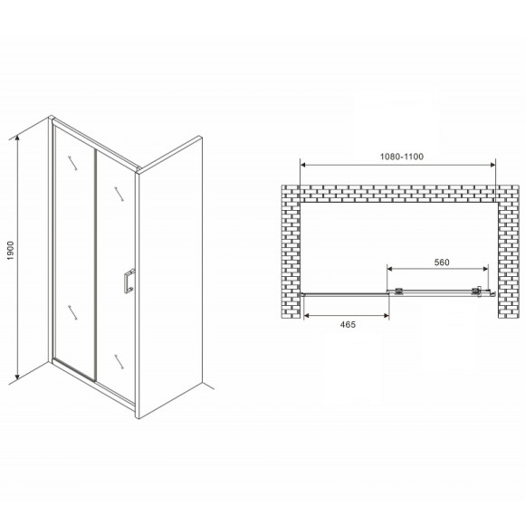 Душевая дверь Abber Schwarzer Diamant 110 AG301105 профиль Хром стекло прозрачное Душевая дверь Abber Schwarzer Diamant 110 AG301105 профиль Хром стекло прозрачное