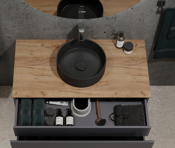 Тумба под раковину Jorno Cossety 100 Coss.01.100/P/A-DZ/JR подвесная Антрацит Тумба под раковину Jorno Cossety 100 Coss.01.100/P/A-DZ/JR подвесная Антрацит