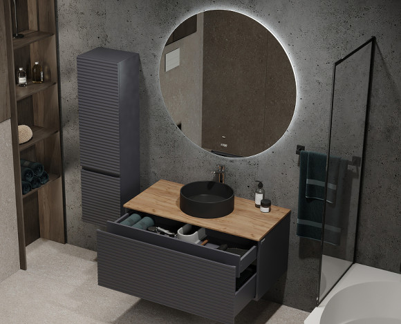 Тумба под раковину Jorno Cossety 100 Coss.01.100/P/A-DZ/JR подвесная Антрацит Тумба под раковину Jorno Cossety 100 Coss.01.100/P/A-DZ/JR подвесная Антрацит