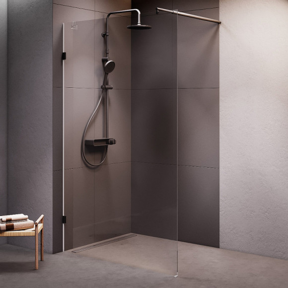 Душевая перегородка AM.PM X-Joy 120 W94WI-120-F1-BTE профиль Черный стекло прозрачное
