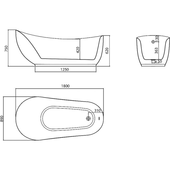 Акриловая ванна Grossman Style 180х89 GR-2303M без гидромассажа Акриловая ванна Grossman Style 180х89 GR-2303M без гидромассажа