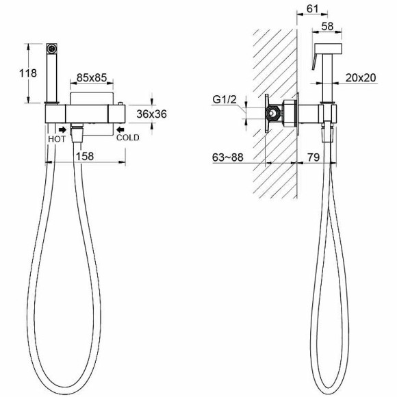 Гигиенический душ со смесителем Aquatek Либра AQ1028CR с термостатом Хром