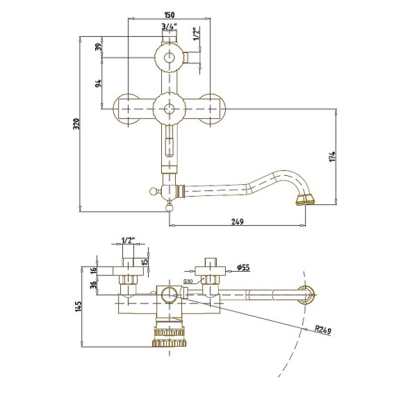 Душевая система Bronze de Luxe Windsor 10120DDF Бронза Душевая система Bronze de Luxe Windsor 10120DDF Бронза