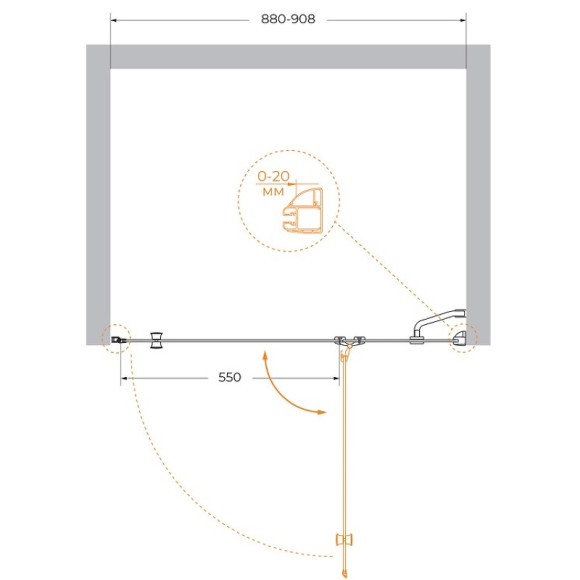 Душевая дверь Cezares Verona 90 VERONA-W-B-12-90-C-Cr профиль Хром стекло прозрачное