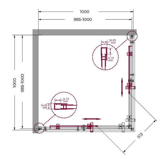 Душевой уголок BelBagno Marino 100x100 MARINO-A-2-100-C-NERO профиль Черный матовый стекло прозрачное