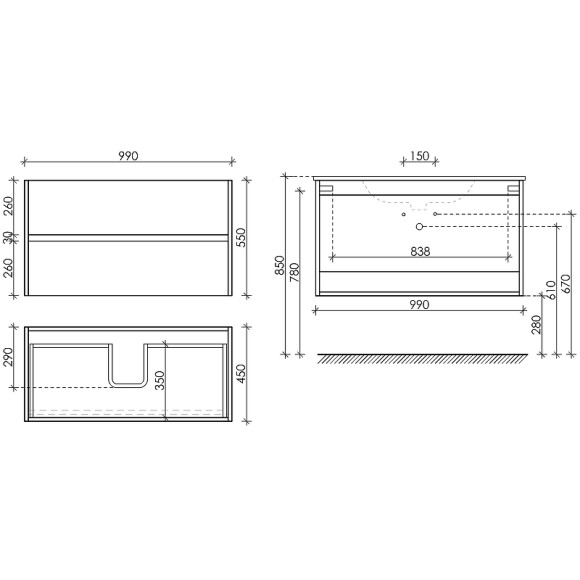 Тумба под раковину Sancos Urban 100 UR100ECH подвесная Дуб чарльстон Тумба под раковину Sancos Urban 100 UR100ECH подвесная Дуб чарльстон