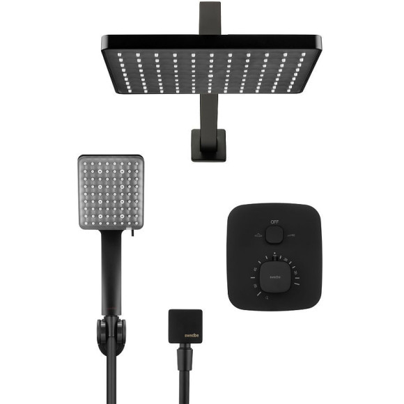 Душевая система Swedbe Platta 5565B с термостатом Черная матовая Душевая система Swedbe Platta 5565B с термостатом Черная матовая