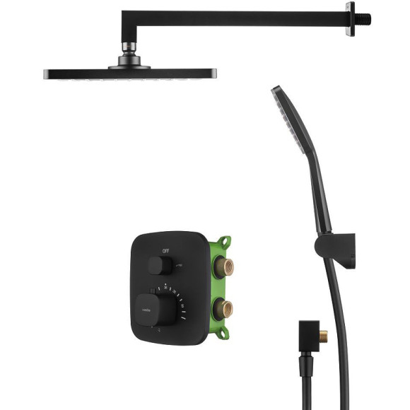 Душевая система Swedbe Platta 5565B с термостатом Черная матовая Душевая система Swedbe Platta 5565B с термостатом Черная матовая