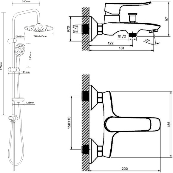 Душевая система Agger A2595000 Хром