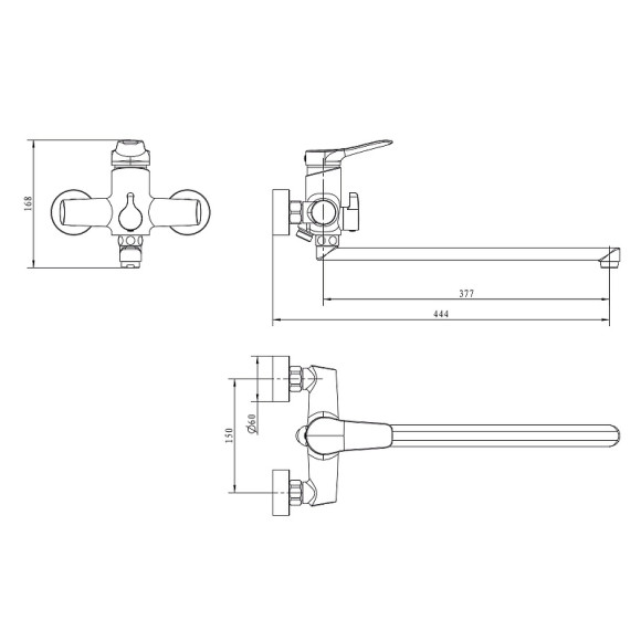 Смеситель для ванны Kaiser Sena 74055 универсальный Хром