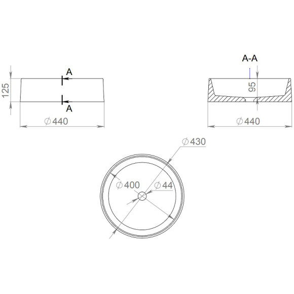 Раковина-чаша Salini Gloria 44 301 1102201M Белая матовая