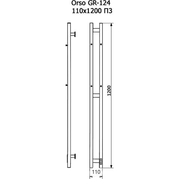 Электрический полотенцесушитель Grois Orso GR-124 11/120 П3 9016 R диммер справа Белый матовый Электрический полотенцесушитель Grois Orso GR-124 11/120 П3 9016 R диммер справа Белый матовый