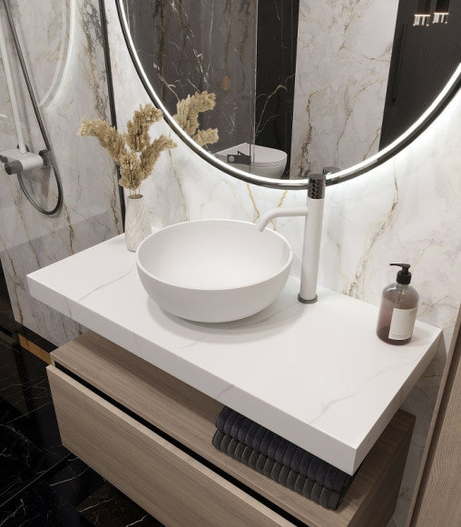 Столешница под раковину Boheme Armadi Art Flat 100 869-100-CLCT Белый мрамор