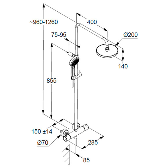 Душевая система Kludi Dive Dual Shower System 6807905-00 с термостатом Хром