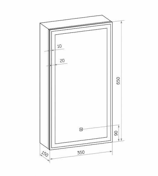 Зеркальный шкаф Art&Max Techno AM-Tec-350-650-1D-L-DS-F с подсветкой с сенсорным выключателем Белый Зеркальный шкаф Art&Max Techno AM-Tec-350-650-1D-L-DS-F с подсветкой с сенсорным выключателем Белый
