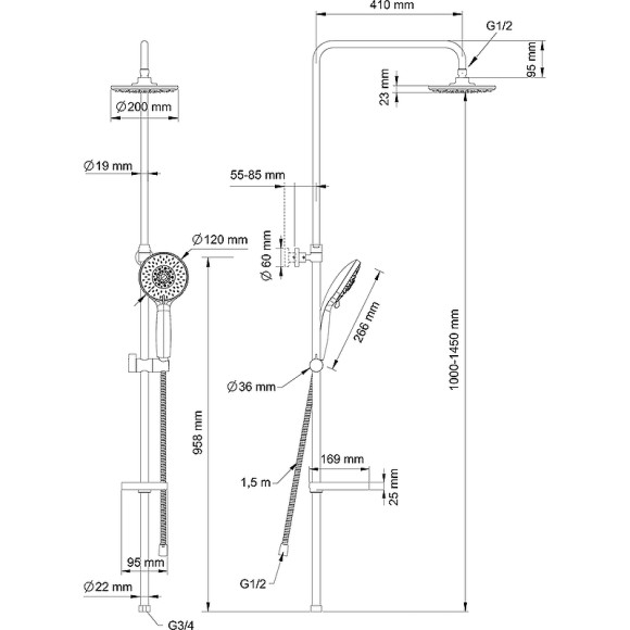 Душевая система Swedbe Calypso 5058 Хром