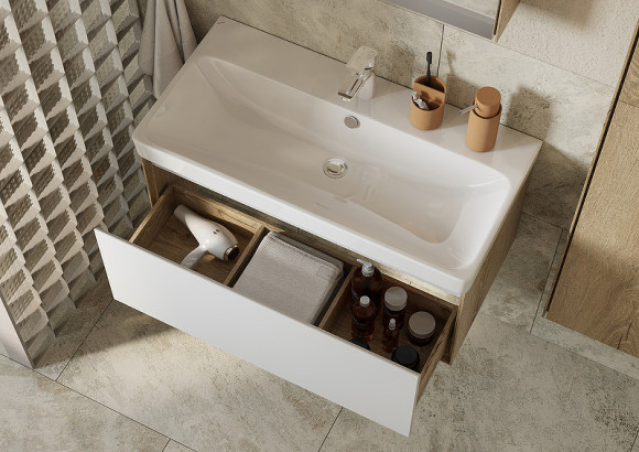 Тумба под раковину Aquaton Либерти 90 1A279901LYC70 подвесная Дуб эльвезия Белая