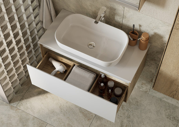 Тумба под раковину Aquaton Либерти 90 1A279901LYC70 подвесная Дуб эльвезия Белая