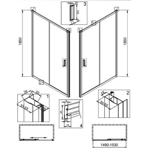 Душевая дверь Veconi Vianno VN-46 150 VN46-150-01-C5 профиль Хром стекло прозрачное Душевая дверь Veconi Vianno VN-46 150 VN46-150-01-C5 профиль Хром стекло прозрачное