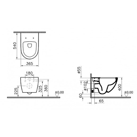 Унитаз Vitra Sento Rim-ex 7748B083-0101 подвесной Черный матовый без сиденья