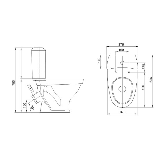 Унитаз компакт Santeri Вест 1.P201.8.S01.00B.F с бачком и сиденьем Унитаз компакт Santeri Вест 1.P201.8.S01.00B.F с бачком и сиденьем