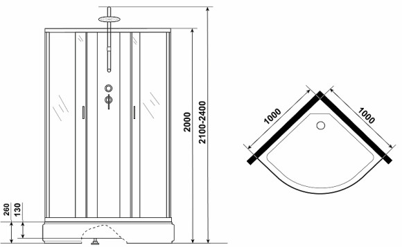 Душевая кабина Niagara Classic 100х100 NG-6702-14BKT без гидромассажа