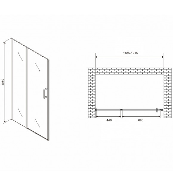 Душевая дверь Abber Sonnenstrand 120 AG04120MS профиль Хром стекло матовое Душевая дверь Abber Sonnenstrand 120 AG04120MS профиль Хром стекло матовое